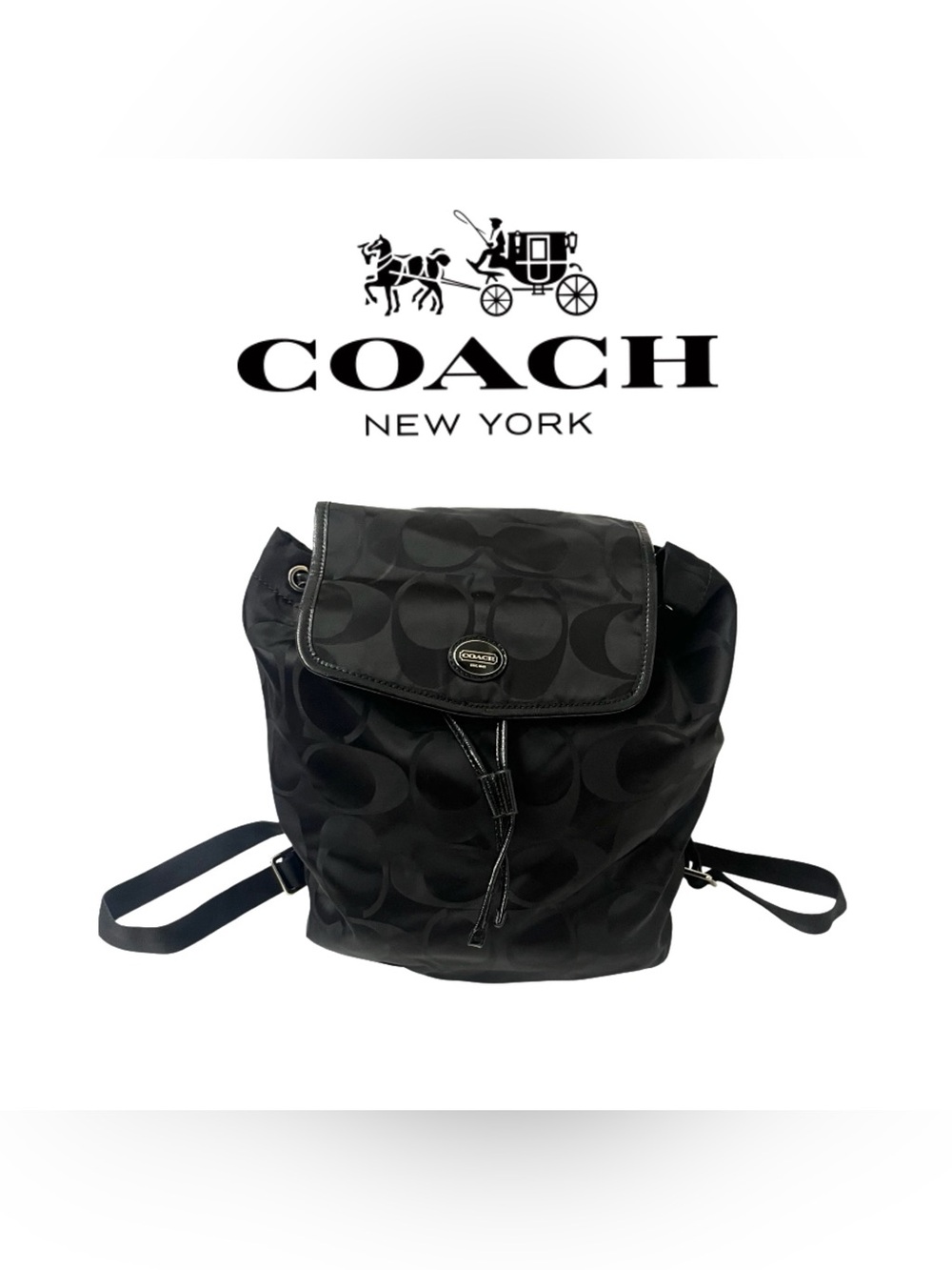 🖤 NEW Authentic Coach Black Signature Nylon Backpack (F77350)